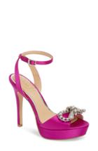 Women's Jewel Badgley Mischka Mildred Crystal Bow Platform Sandal .5 M - Purple