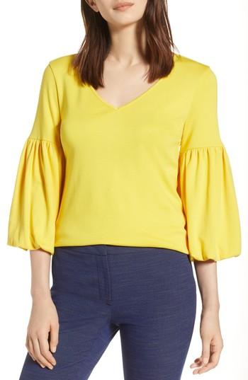 Women's Halogen Blouson Sleeve Cotton Top - Yellow