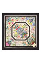 Women's Gucci Festival Floral Square Silk Scarf, Size - Black