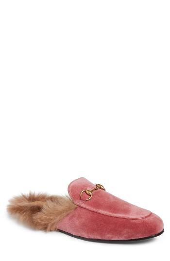 Men's Gucci Princetown Genuine Shearling Lined Mule Loafer Us / 5uk - Pink