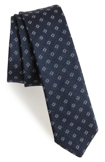 Men's Eleventy Medallion Silk Skinny Tie, Size - Blue