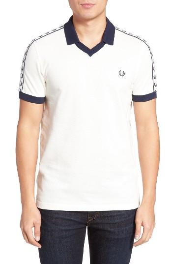 Men's Fred Perry Taped Logo Polo, Size - White
