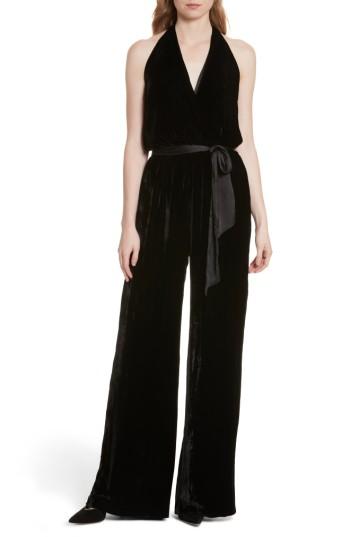 Women's Alice + Olivia Cyprus V-neck Velvet Jumpsuit