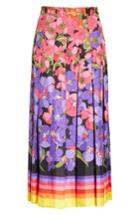 Women's Gucci Flower Degrade Pleated Silk Skirt Us / 40 It - Purple
