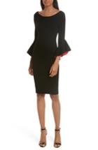 Women's Milly Contrast Lined Bell Sleeve Sheath Dress, Size - Black