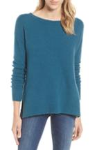 Petite Women's Caslon Back Zip High/low Sweater, Size P - Blue