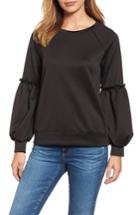 Women's Halogen Blouson Sleeve Sweatshirt, Size - Black