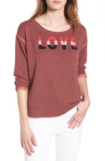 Women's Sundry Love Raw Edge Pullover - Pink