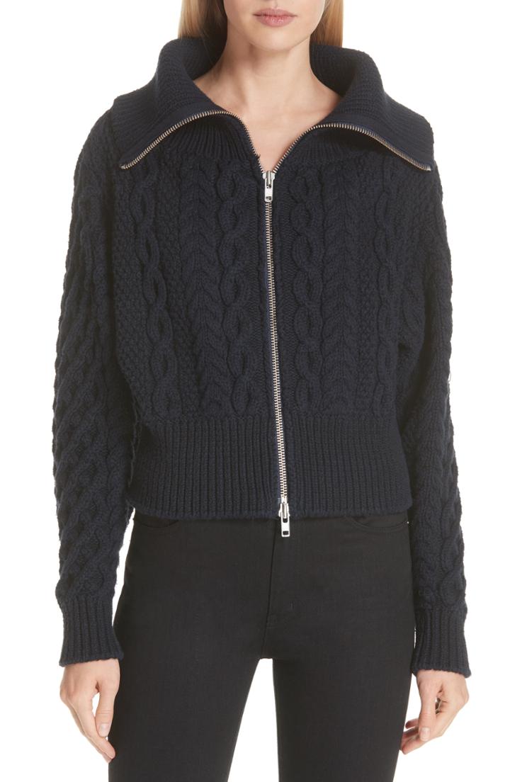 Women's Self-portrait Crop Cable Knit Cardigan