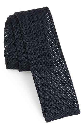 Men's Salvatore Ferragamo Ermete Knit Silk Tie, Size - Blue