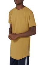 Men's Topman Side Zip Longline T-shirt - Yellow