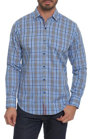 Men's Robert Graham Classic Fit Embroidered Plaid Sport Shirt