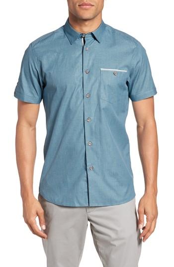 Men's Ted Baker London Wonky Trim Fit Oxford Sport Shirt (xl) - Blue