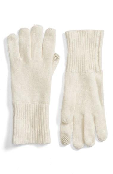 Women's Halogen Rib Knit Cashmere Gloves