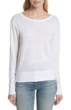 Women's Vince Shrunken Linen Long Sleeve Top - White