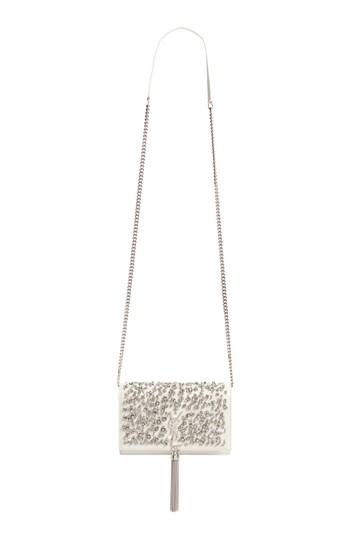 Women's Saint Laurent Kate Embellished Wallet On A Chain - White
