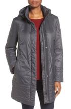 Women's Larry Levine Trapunto Trim A-line Coat