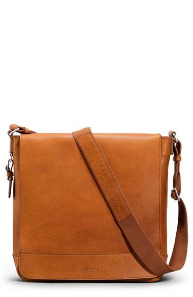 Men's Shinola North/south Leather Messenger Bag - Brown
