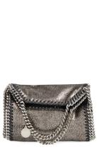 Stella Mccartney 'tiny Falabella' Metallic Faux Leather Crossbody Bag - Grey
