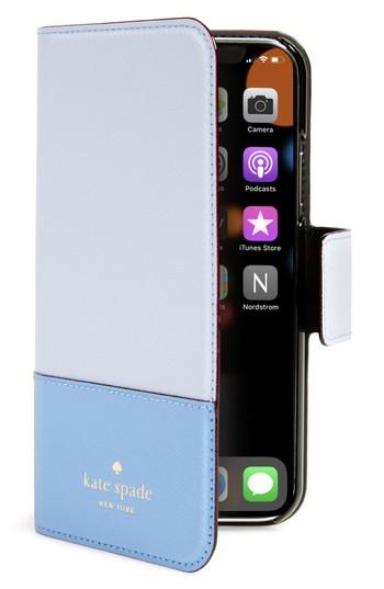 Kate Spade New York Leather Wrap Iphone X Folio Case - Blue