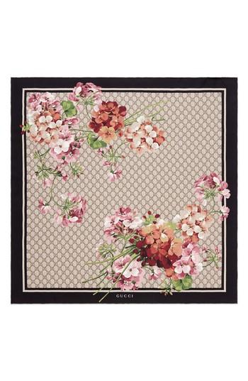 Women's Gucci Gg Blooms Foulard Scarf, Size - Grey