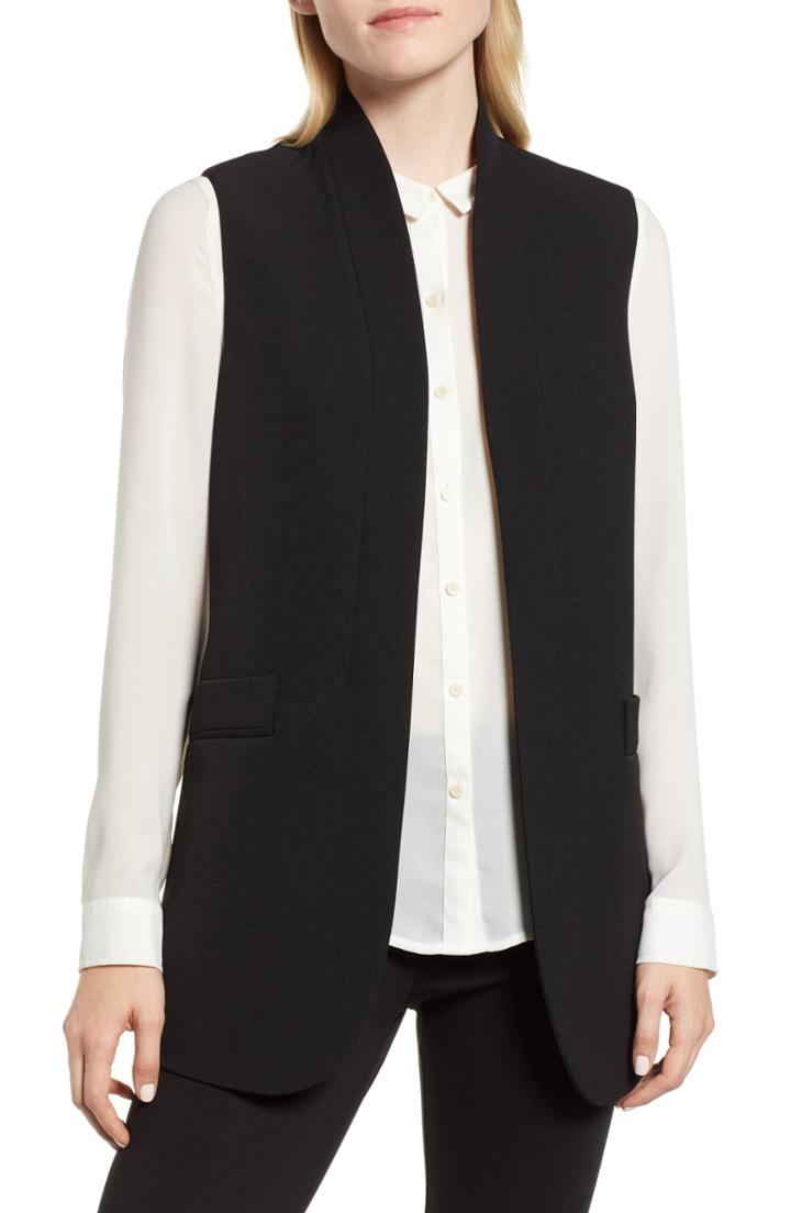Women's Anne Klein Long Vest - Black