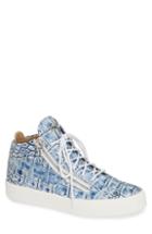 Men's Giuseppe Zanotti Snake Embossed Mid Top Sneaker Us / 47eu - Blue