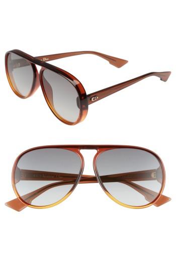 Women's Dior Lia 62mm Oversize Aviator Sunglasses - Brown/ Orange