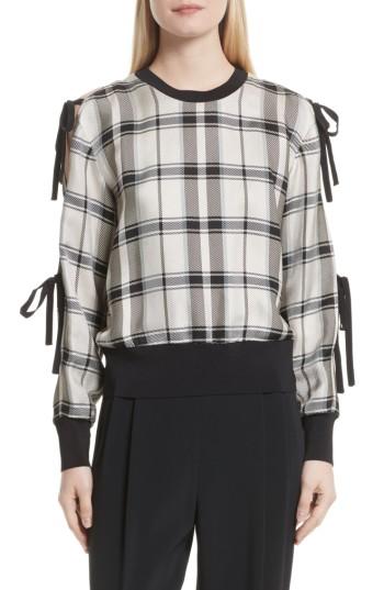 Women's 3.1 Phillip Lim Tie Sleeve Check Pullover - Ivory
