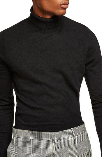 Men's Topman Classic Fit Turtleneck Sweater - Black