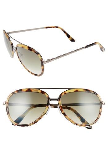 Women's Tom Ford Andy 58mm Aviator Sunglasses - Shiny Light Ruthenium/ Havana