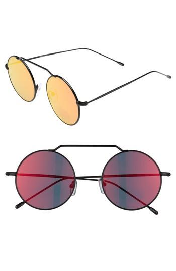 Women's Circus By Sam Edelman 51mm Brow Bar Round Sunglasses - Black