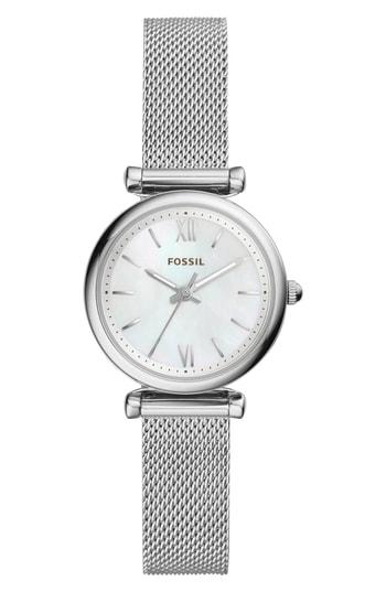 Women's Fossil Mini Carlie Mesh Strap Watch, 28mm