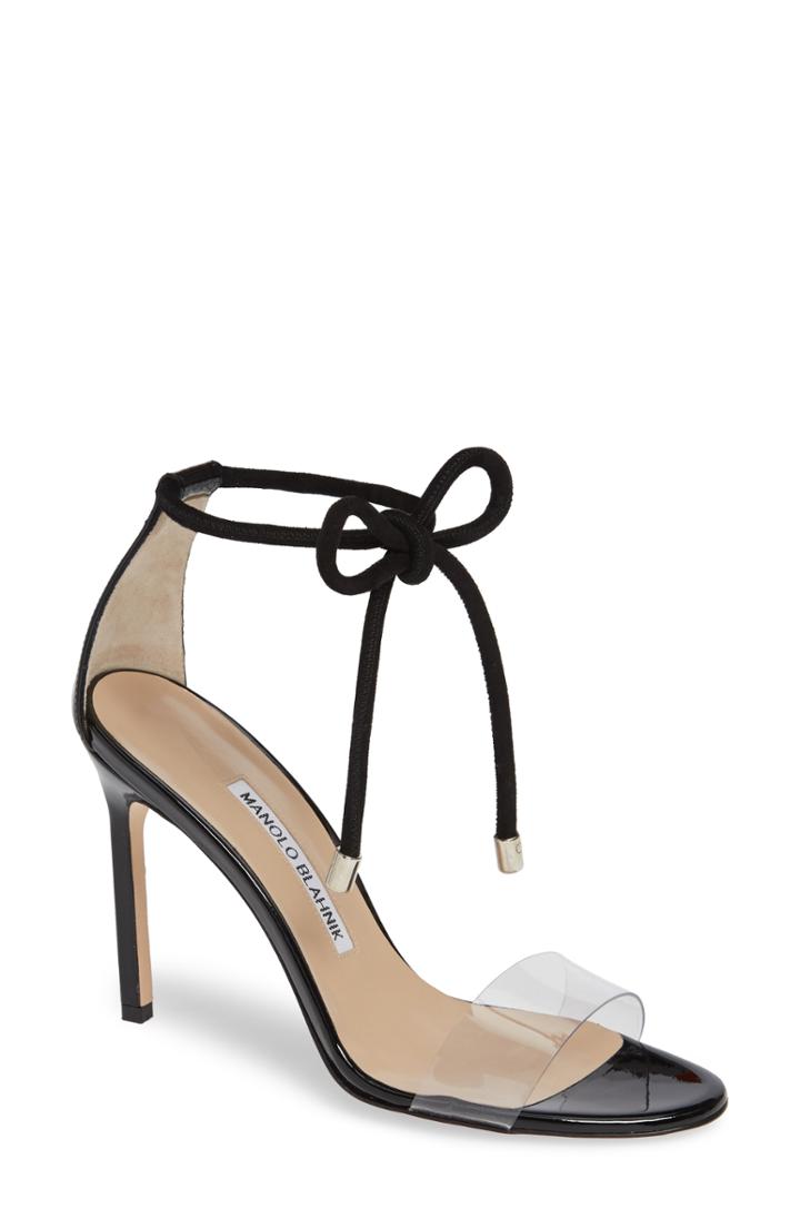 Women's Manolo Blahnik Estro Ankle Tie Sandal .5us / 38.5eu - Black