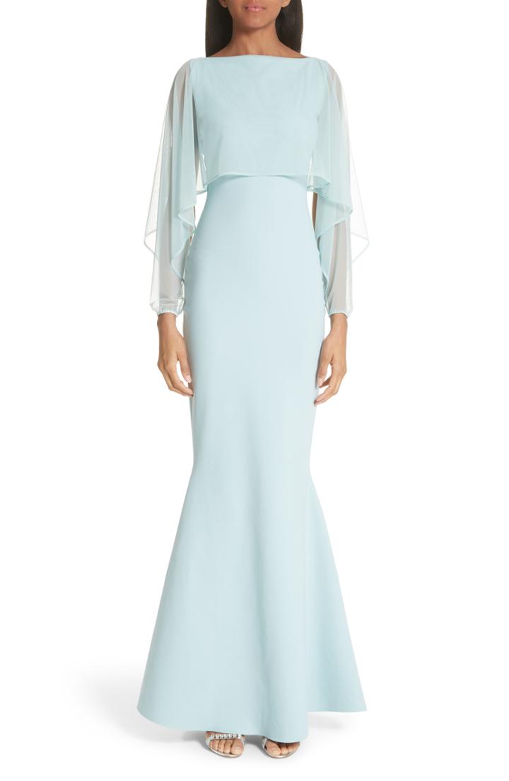 Women's Chiara Boni La Petite Robe Illusion Overlay Trumpet Gown Us / 46 It - Blue