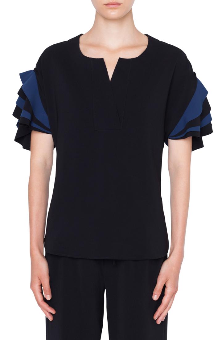 Women's Akris Punto Layered Sleeve Blouse - Blue
