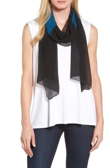 Women's Eileen Fisher Colorblock Silk Scarf, Size - Blue/green