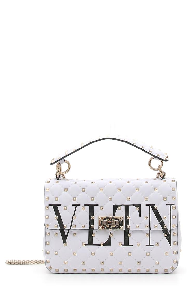 Valentino Garavani Vltn Logo Candystud Lambskin Top Handle Satchel -