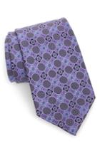 Men's Ermenegildo Zegna Microfloral Medallion Silk Tie, Size - Purple