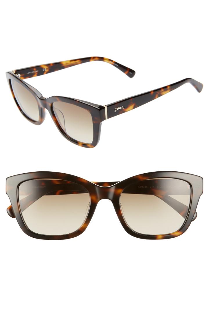 Women's Longchamp Heritage 53mm Square Sunglasses - Havana