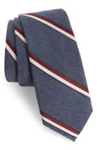 Men's Nordstrom Men's Shop Bushwick Stripe Cotton Blend Skinny Tie, Size - Red