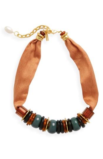 Women's Lizzie Fortunato Out Of Africa Beaded Ribbon Necklace
