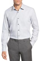 Men's Nordstrom Men's Shop Tech-smart Trim Fit Stretch Check Dress Shirt .5 - 34/35 - Grey