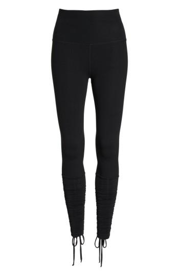 Women's Beyond Yoga Shirred Hem Leggings - Black