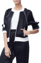 Women's Good American Satin Zip Track Jacket - Black