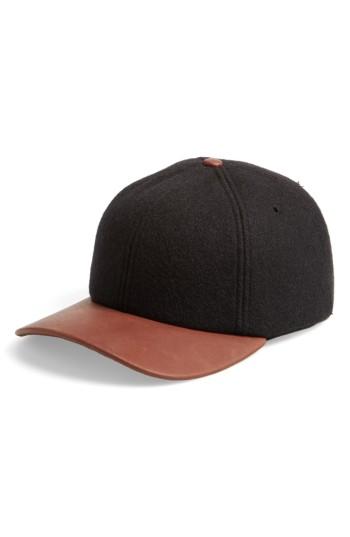 Men's Crown Cap Melton Wool Blend Baseball Cap - Black