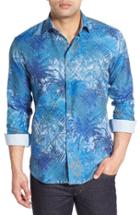 Men's Bugatchi Shaped Fit Sport Shirt - Blue/green