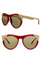 Women's Smoke X Mirrors Zoubisou 53mm Cat Eye Sunglasses - Red/ Matte Gold/ Gold Mirror