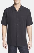 Men's Tommy Bahama 'catalina Twill' Original Fit Silk Camp Shirt - Black