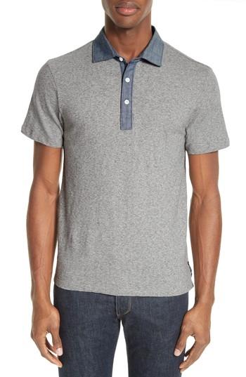 Men's Todd Snyder Chambray Slim Polo - Grey